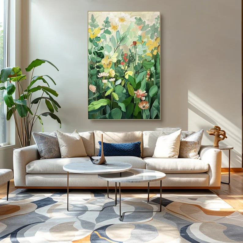 Large Green Wall Art Flower Painting #art2615