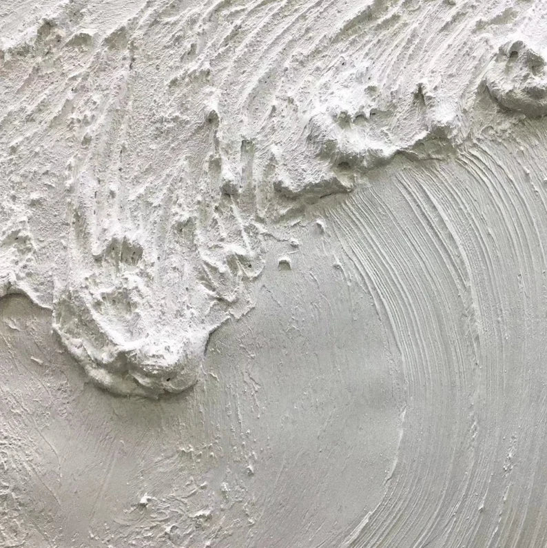 White Textured Wave Abstract Wall Art for Modern Decor