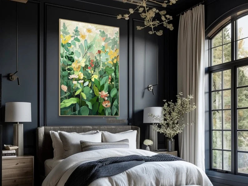 Large Green Wall Art Flower Painting #art2615