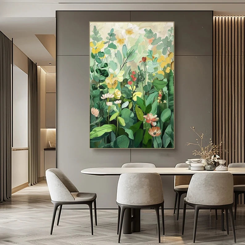 Large Green Wall Art Flower Painting #art2615