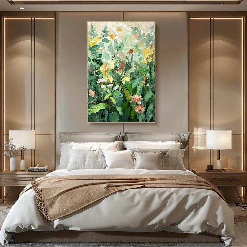 Large Green Wall Art Flower Painting #art2615