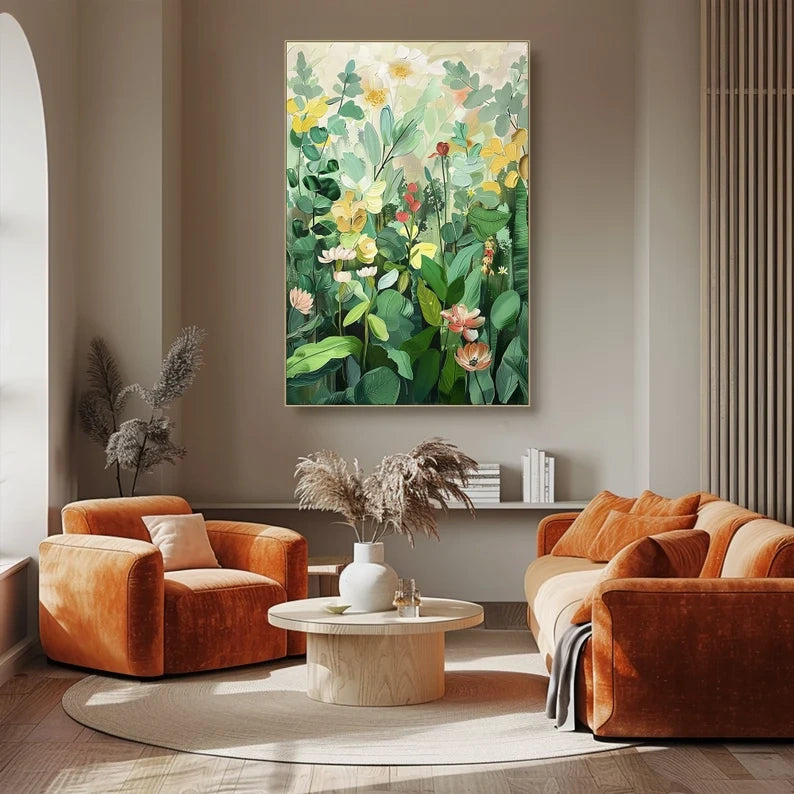 Large Green Wall Art Flower Painting #art2615