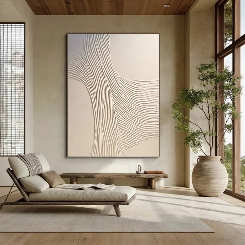 Beige 3D Texture Canvas Painting