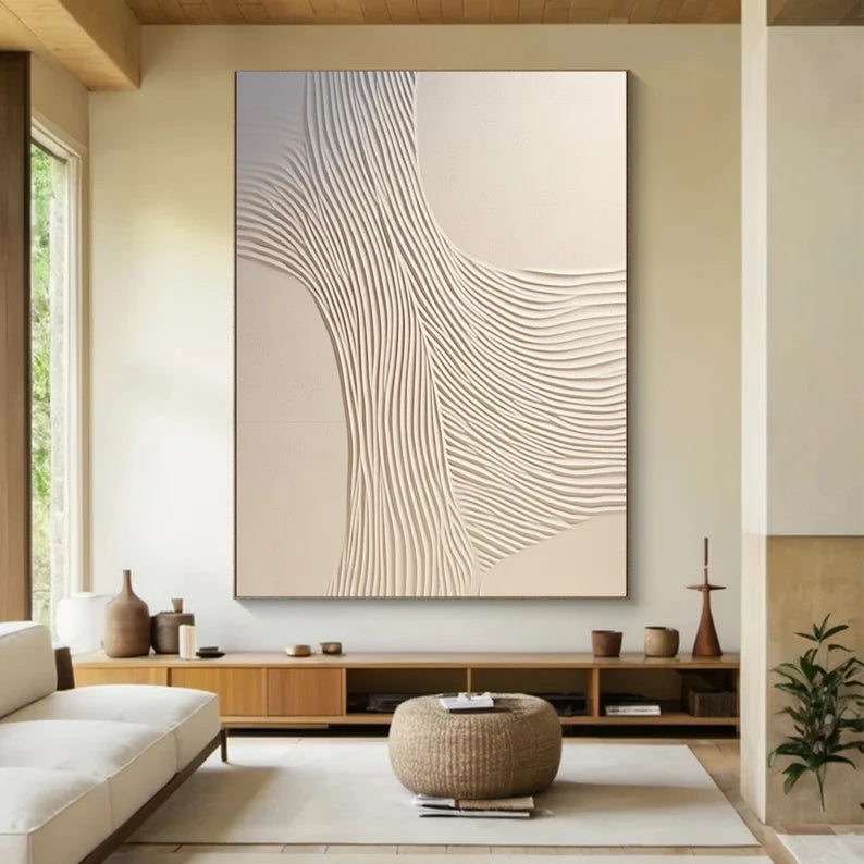 Beige 3D Texture Canvas Painting