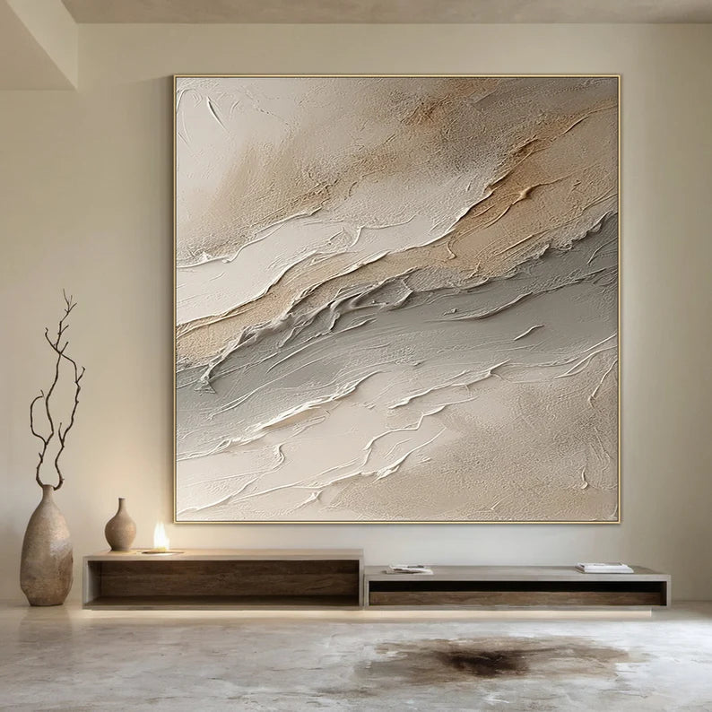 Large Wabi-sabi style brown wall painting