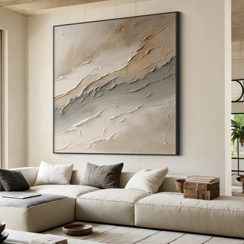 Large Wabi-sabi style brown wall painting