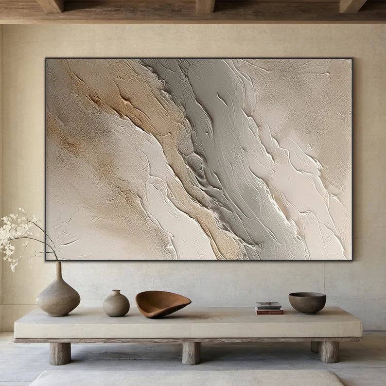 Large Wabi-sabi style brown wall painting