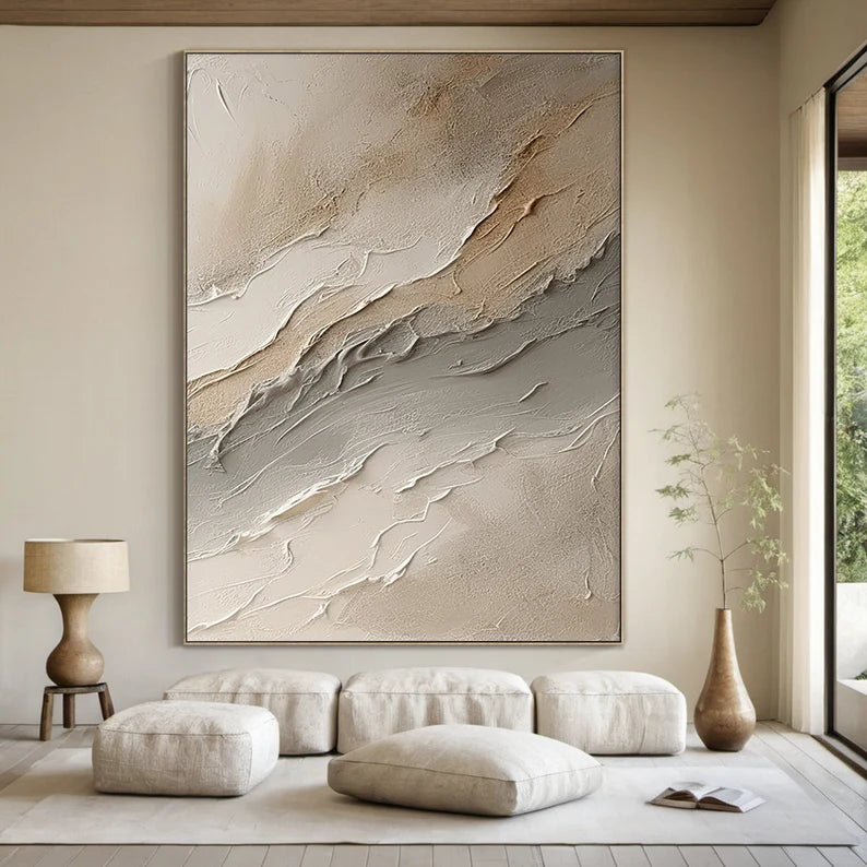 Large Wabi-sabi style brown wall painting