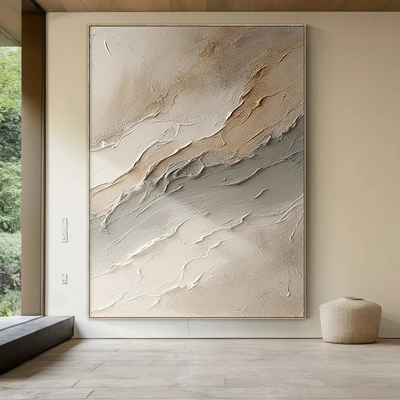 Large Wabi-sabi style brown wall painting