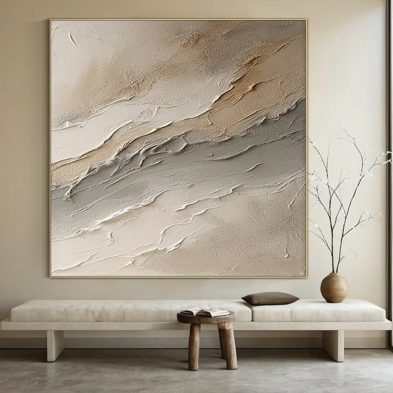 Large Wabi-sabi style brown wall painting