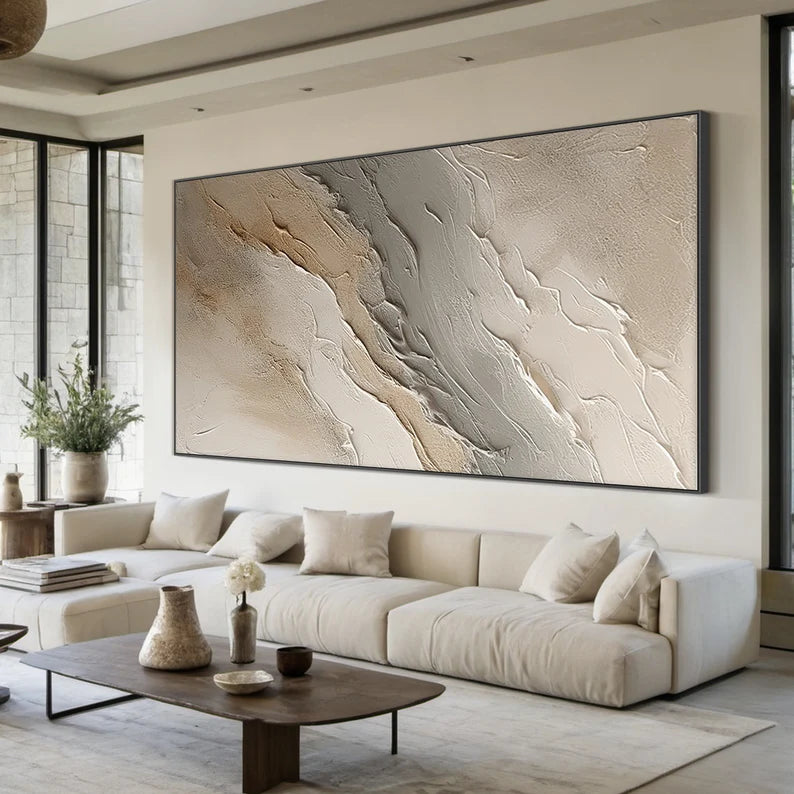 Large Wabi-sabi style brown wall painting