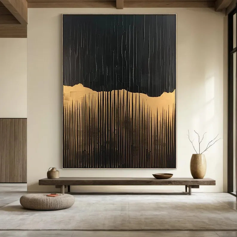 Black Beige Wabi Sabi Abstract Painting