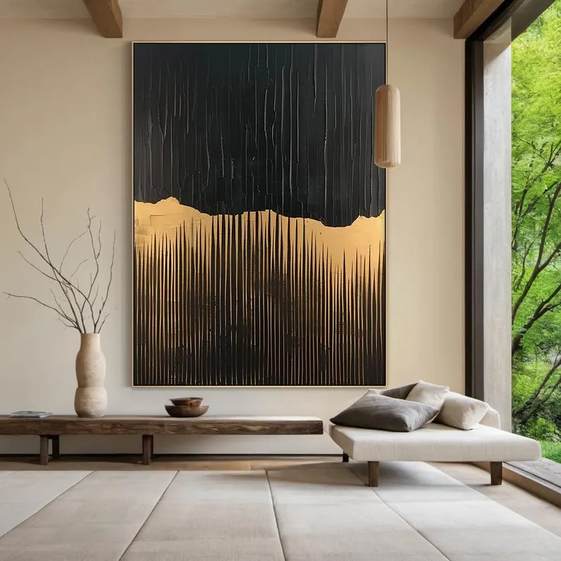 Black Beige Wabi Sabi Abstract Painting