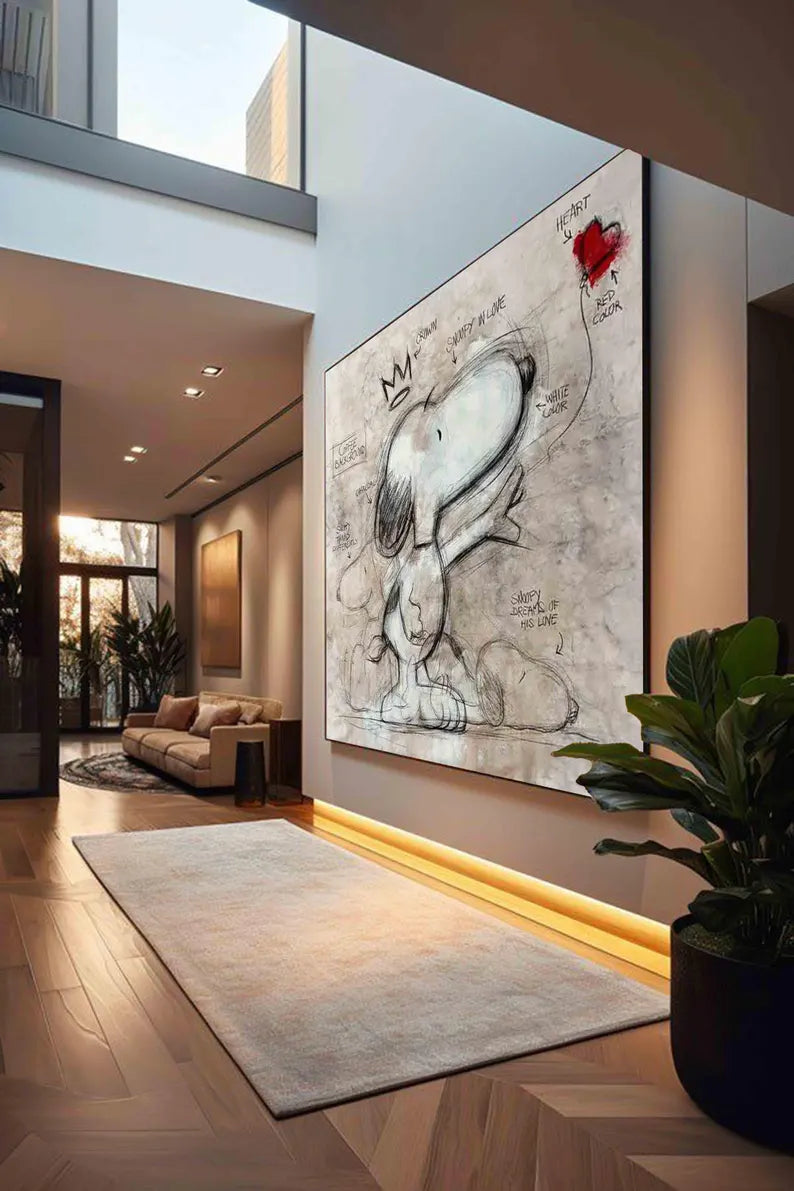 Snoopy Sketch – Playful Dog Canvas Art#AB0519026