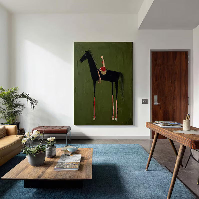 Rider on Horse – Modern Abstract Canvas Art#AB0519033