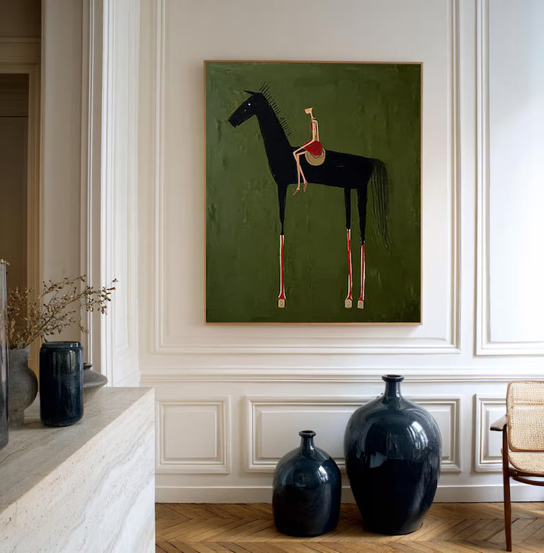 Rider on Horse – Modern Abstract Canvas Art#AB0519033