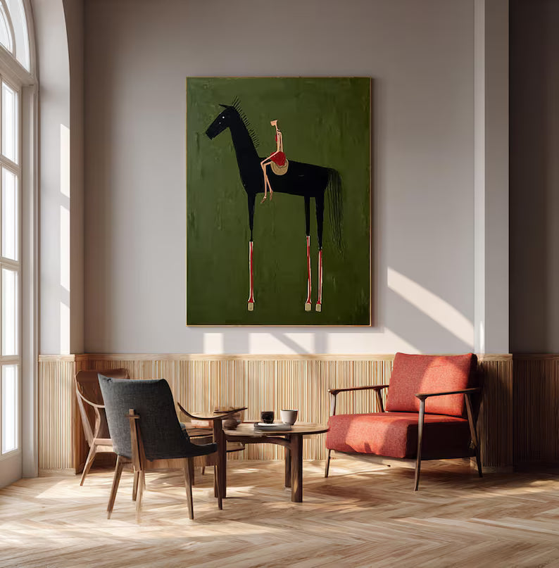 Rider on Horse – Modern Abstract Canvas Art#AB0519033
