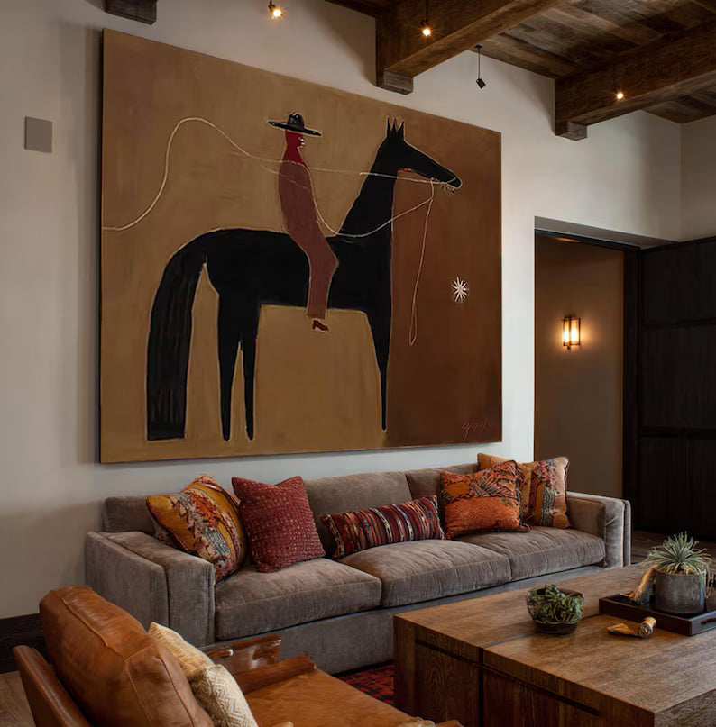 Minimalist Rider – Abstract Horse Canvas Art#AB0519034