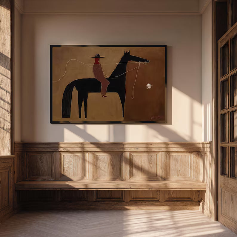 Minimalist Rider – Abstract Horse Canvas Art#AB0519034