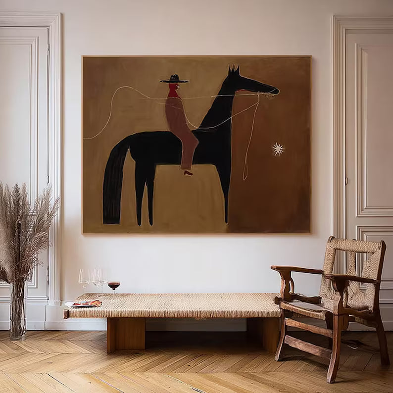 Minimalist Rider – Abstract Horse Canvas Art#AB0519034
