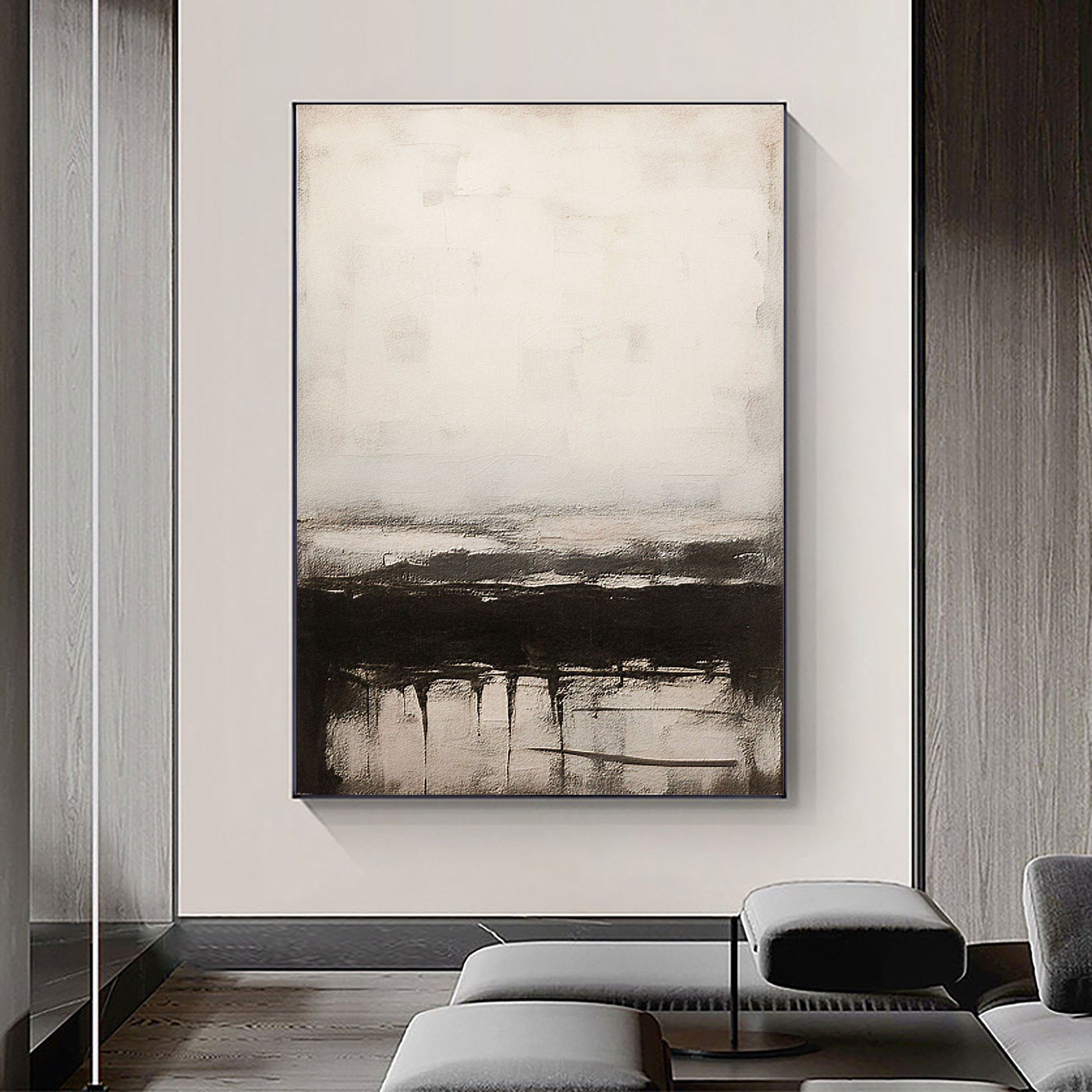 Black & White Abstract Painting #CXA 018