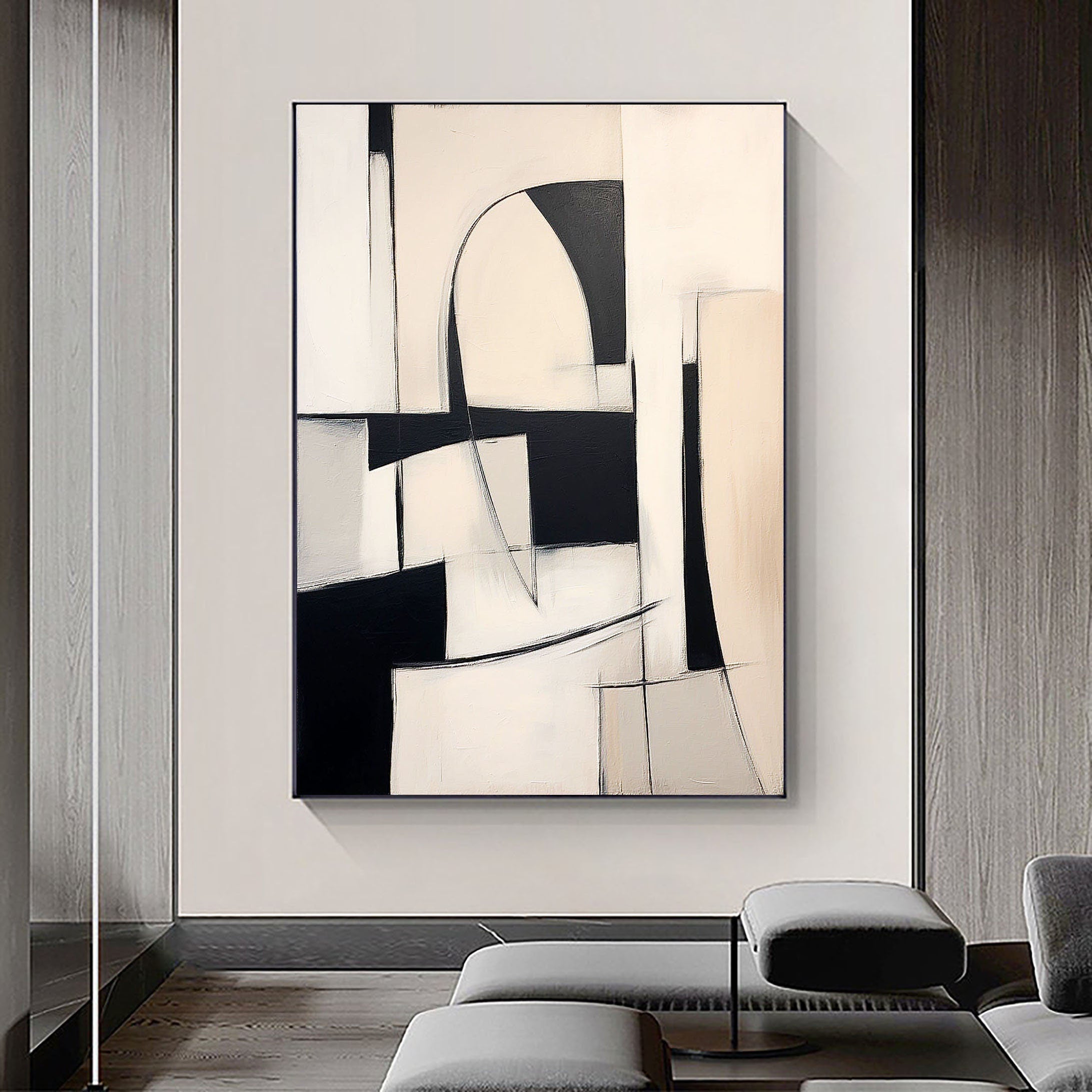 Black & White Abstract Painting #CXA 020