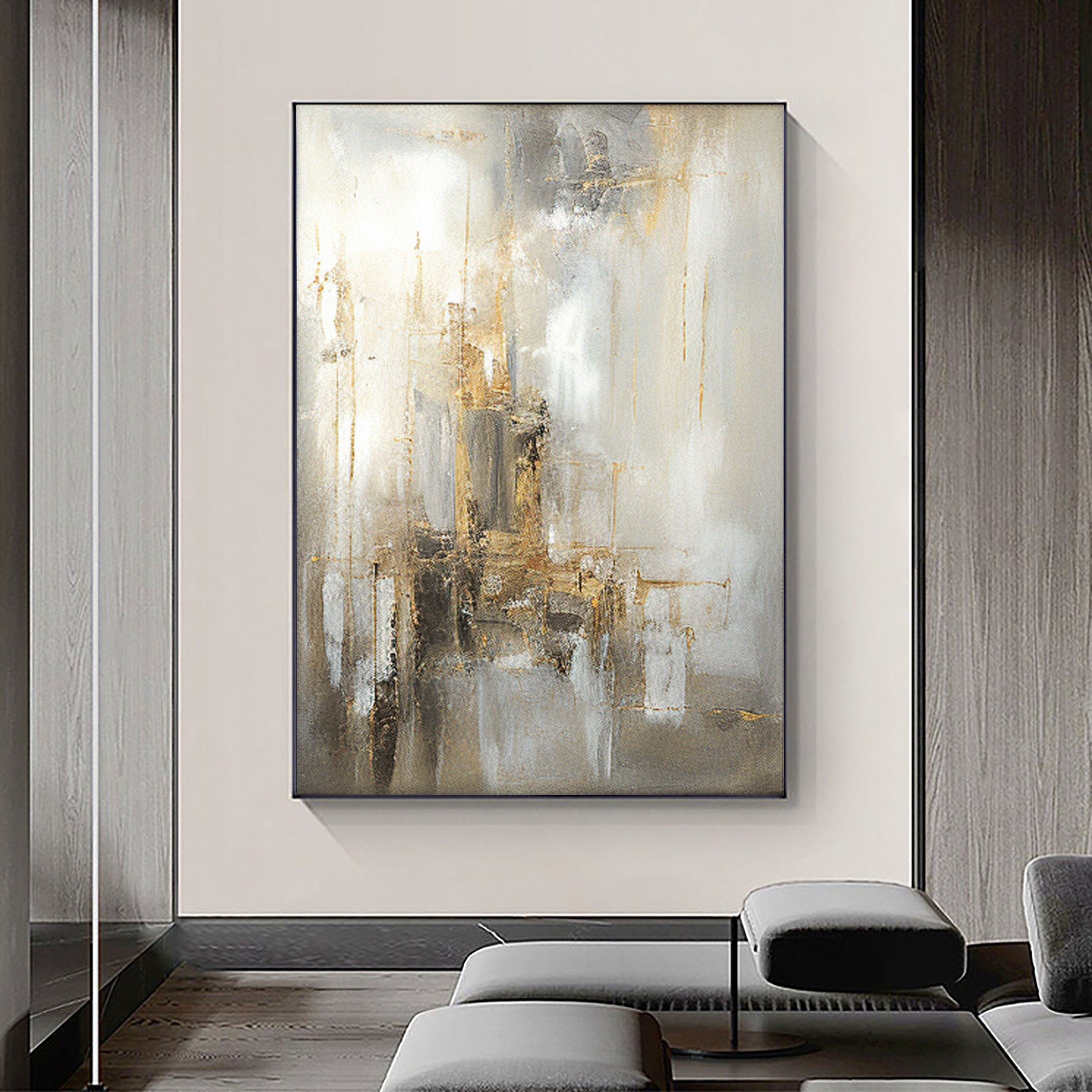 Beige & Brown Abstract Painting #CXA 006