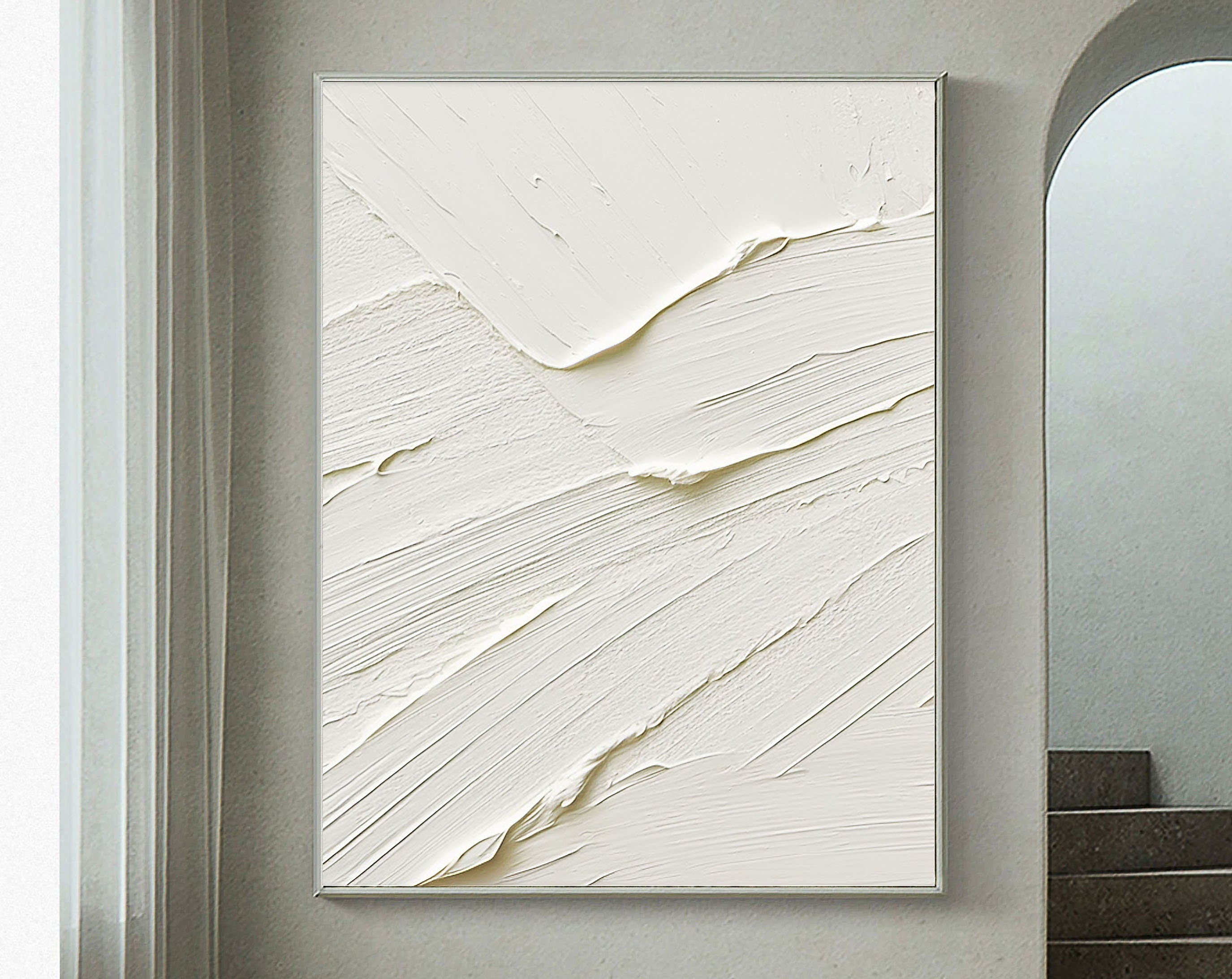 White Minimalist Abstract Painting #CXA 010