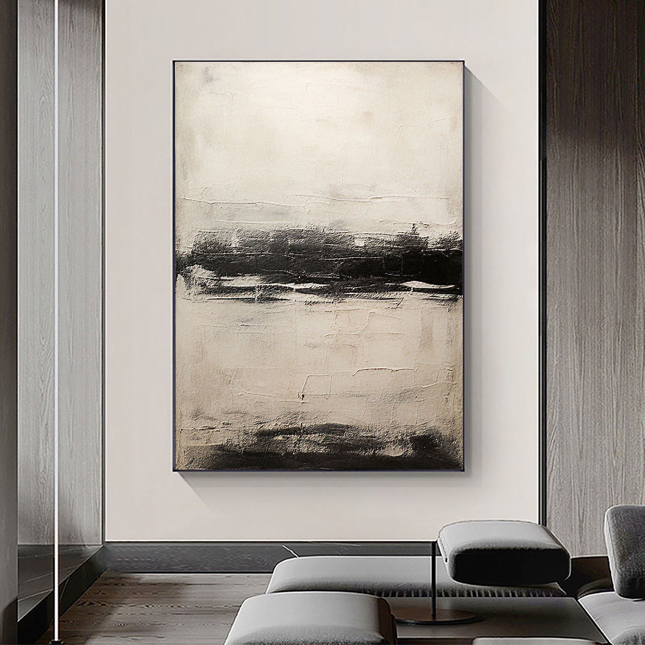 Black & White Abstract Painting #CXA 014