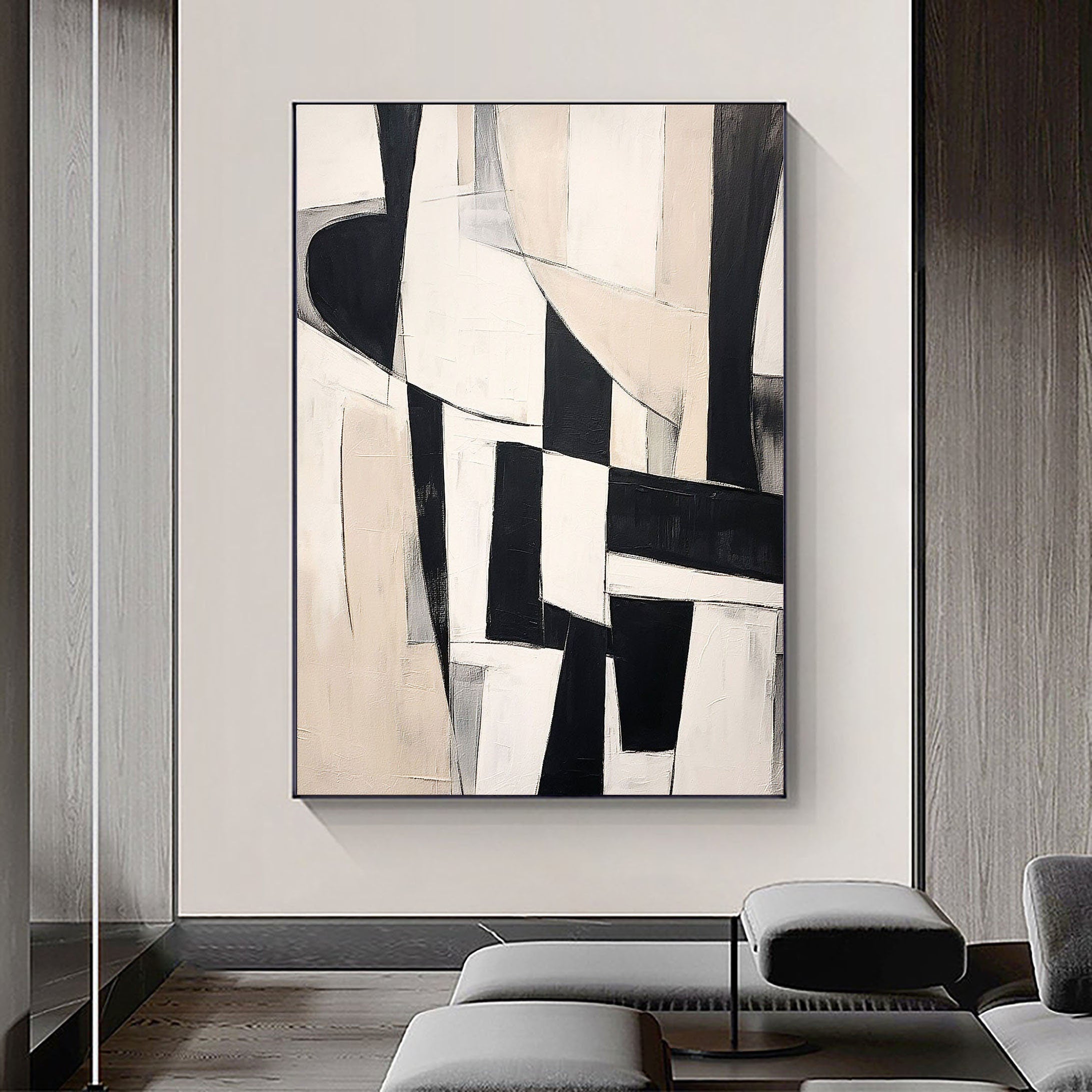 Black & White Abstract Painting #CXA 022