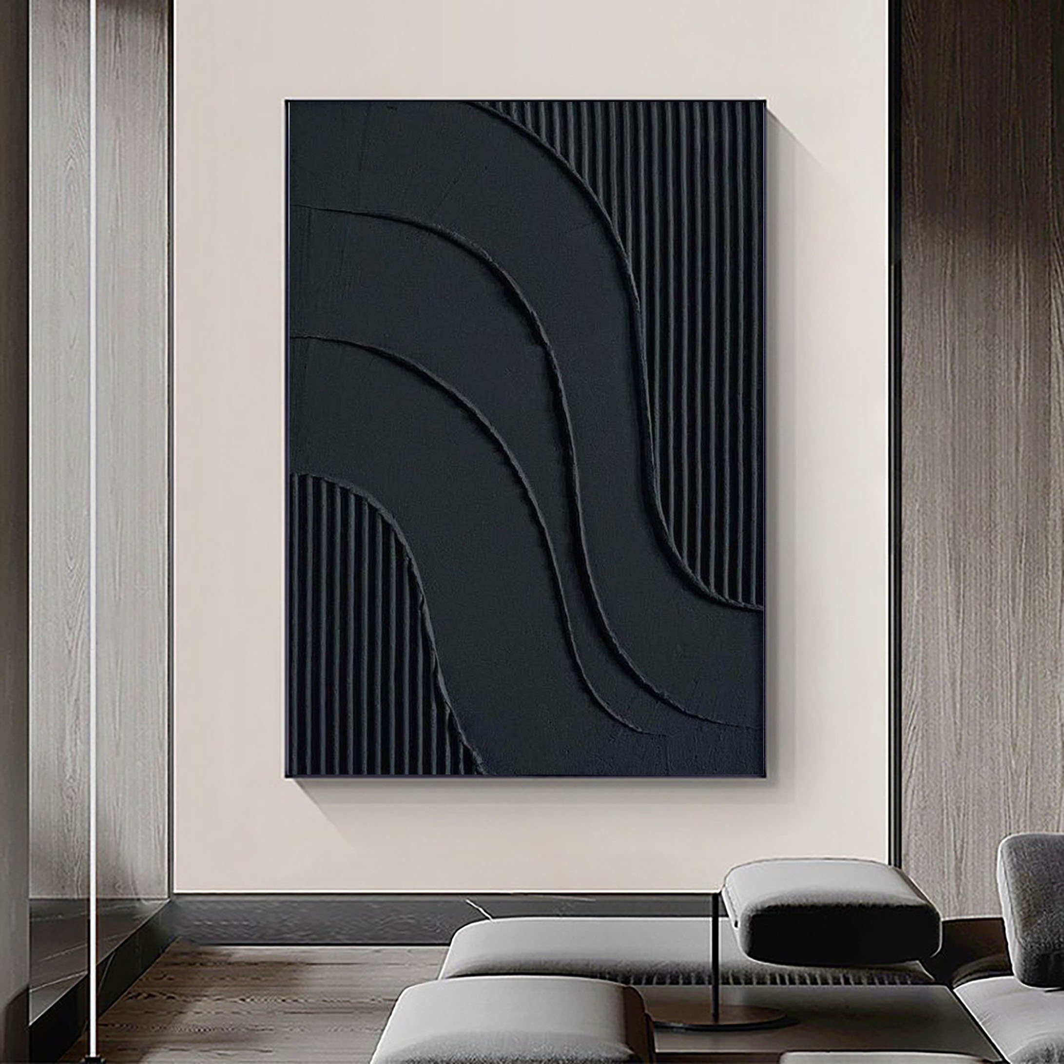 Black & White Abstract Painting #CXA 00202