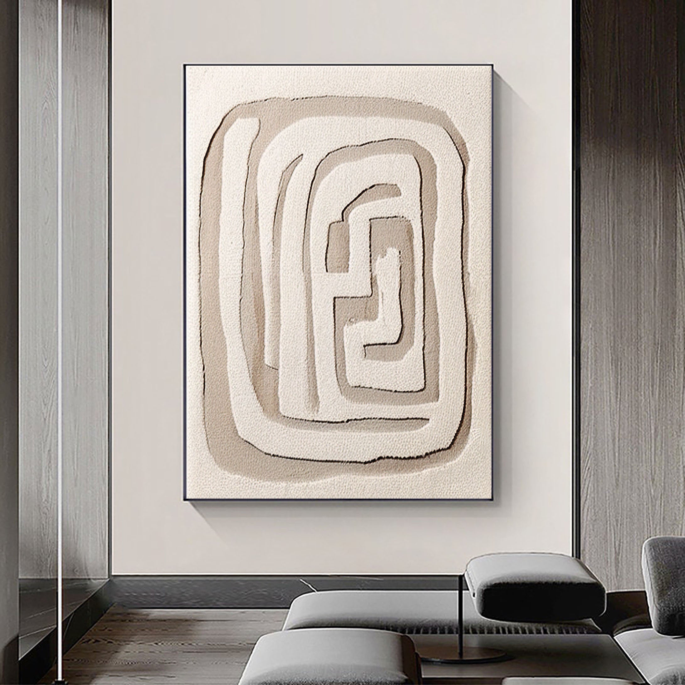 Beige & Brown Abstract Painting #CXA 015