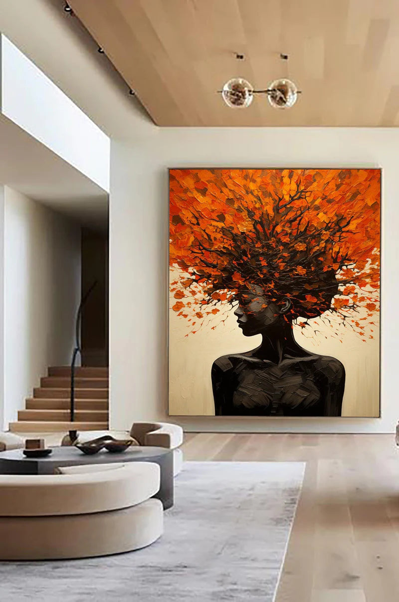 Fiery Aura – Textured Abstract Woman Canvas#AB0519012