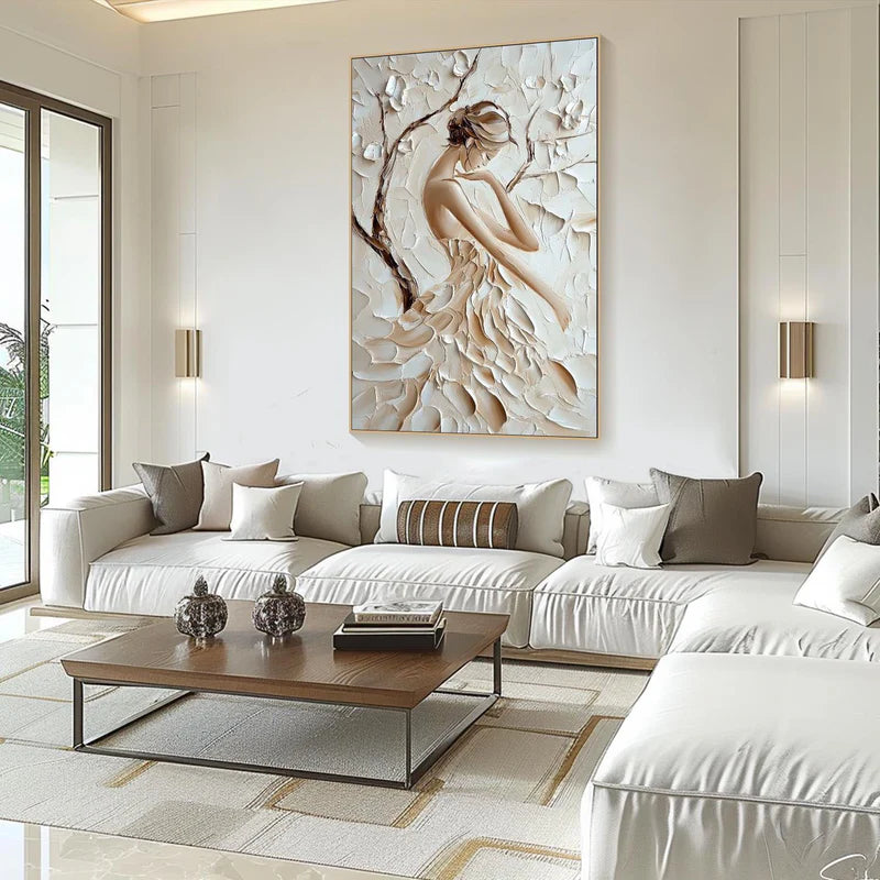 Graceful Silhouette – Textured Woman Canvas Art#AB0519011