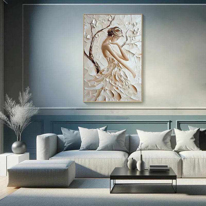 Graceful Silhouette – Textured Woman Canvas Art#AB0519011