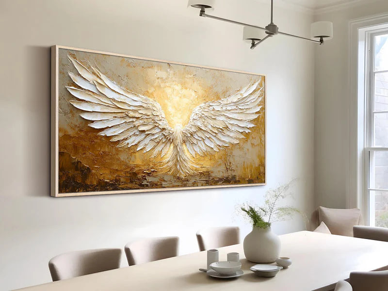 White Phoenix Textured Oil Painting – 3D White Phoenix Wall Art#AB0519071