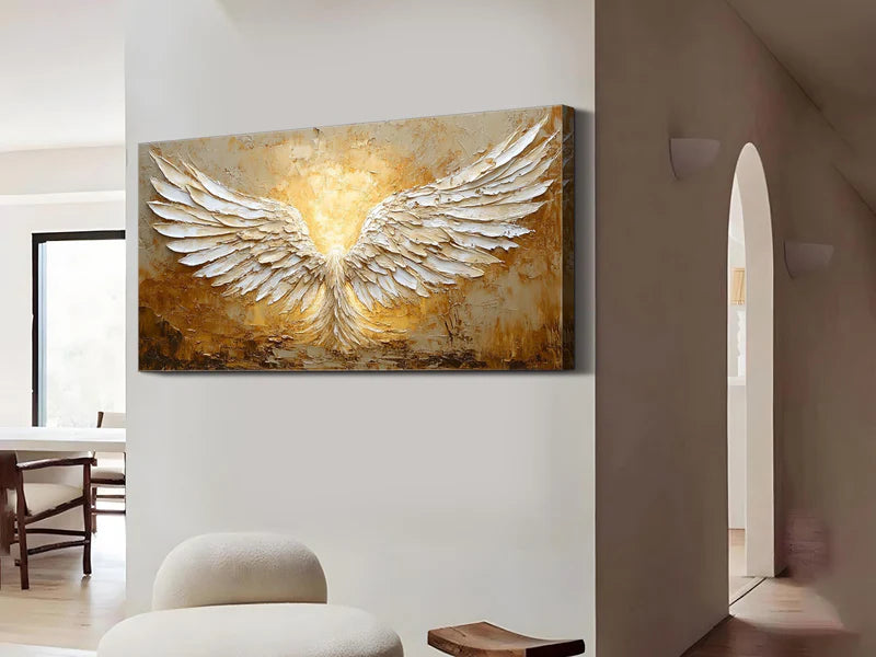White Phoenix Textured Oil Painting – 3D White Phoenix Wall Art#AB0519071