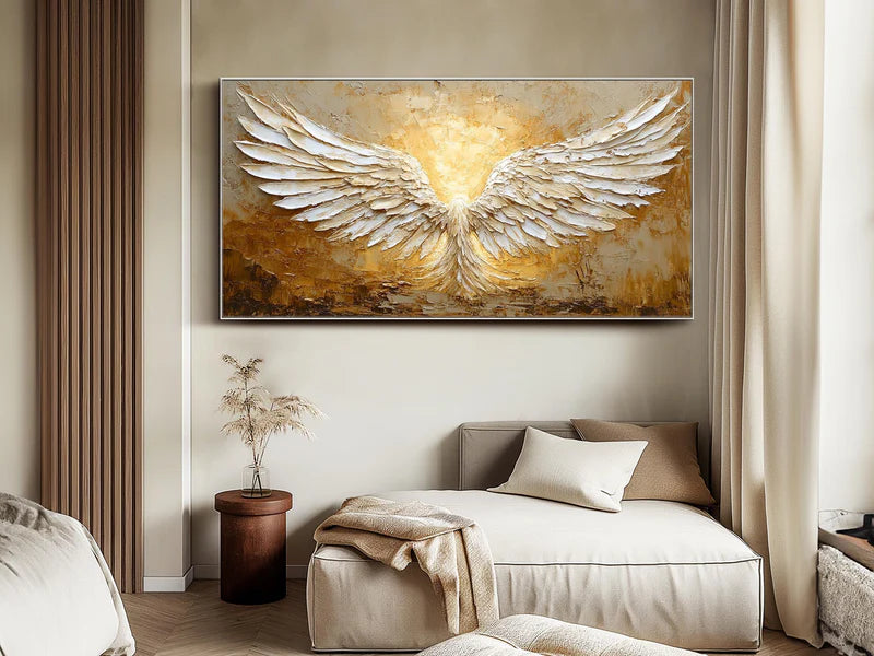 White Phoenix Textured Oil Painting – 3D White Phoenix Wall Art#AB0519071