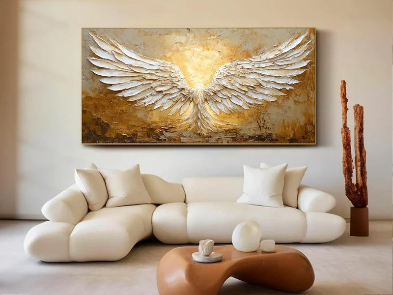 White Phoenix Textured Oil Painting – 3D White Phoenix Wall Art#AB0519071