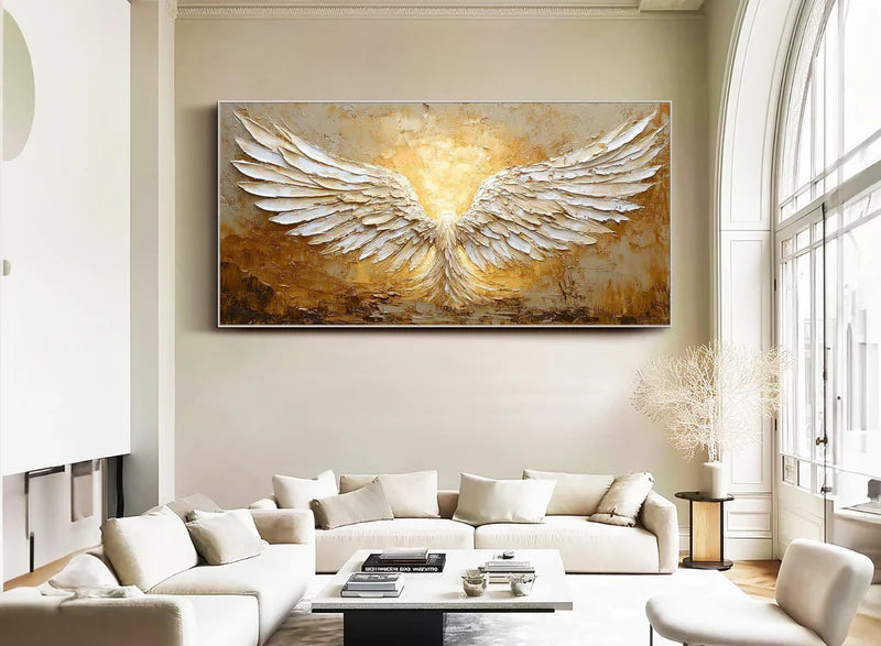 White Phoenix Textured Oil Painting – 3D White Phoenix Wall Art#AB0519071