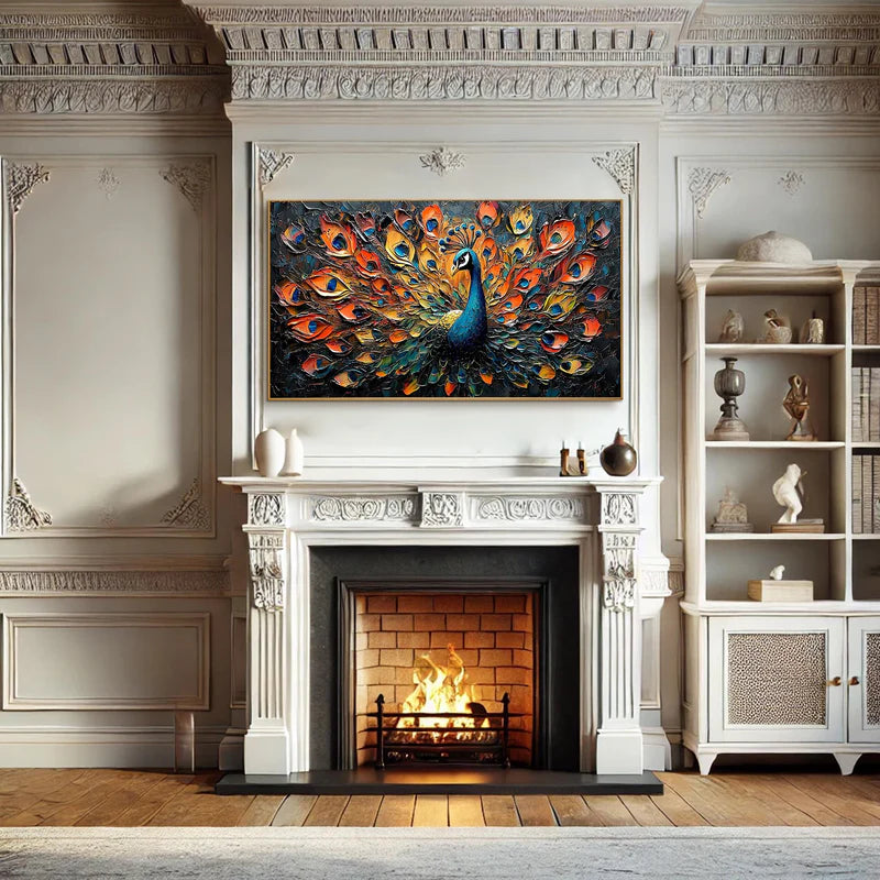Majestic Peacock – Textured Peacock Canvas Art#AB0519032