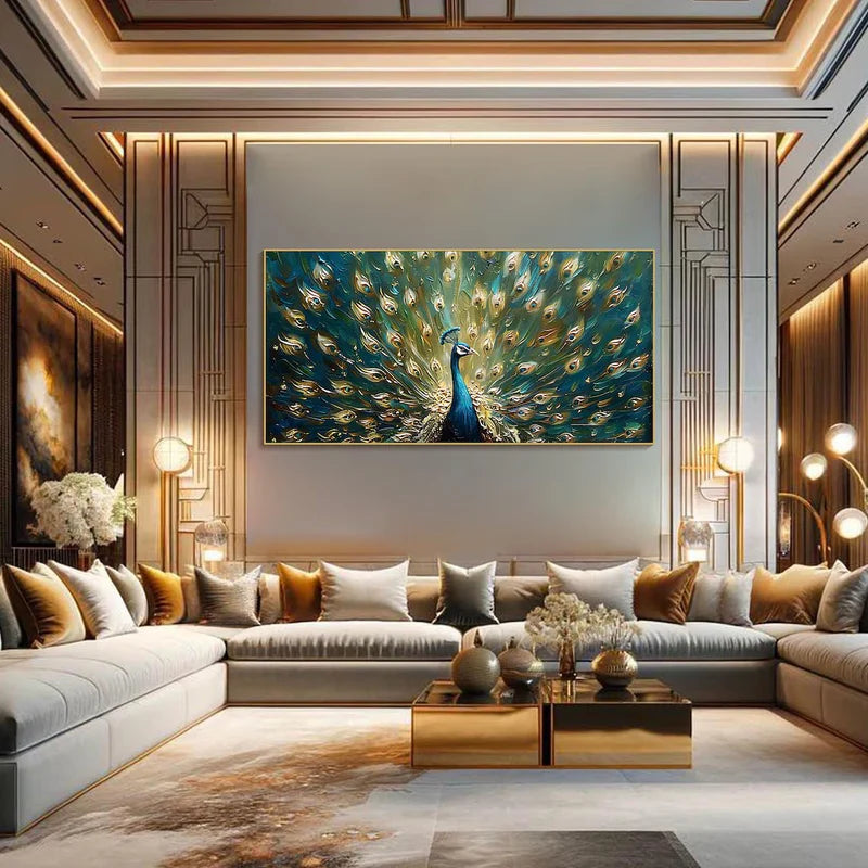 Regal Peacock – Textured Peacock Canvas Art#AB0519030