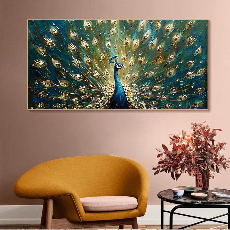 Regal Peacock – Textured Peacock Canvas Art#AB0519030