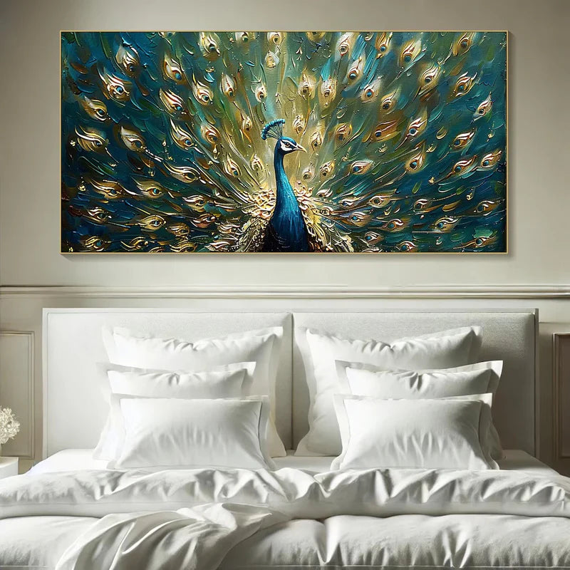 Regal Peacock – Textured Peacock Canvas Art#AB0519030
