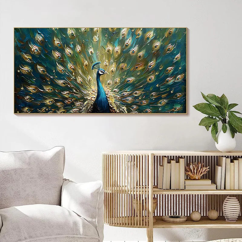 Regal Peacock – Textured Peacock Canvas Art#AB0519030
