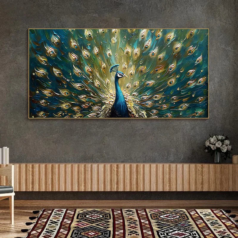 Regal Peacock – Textured Peacock Canvas Art#AB0519030