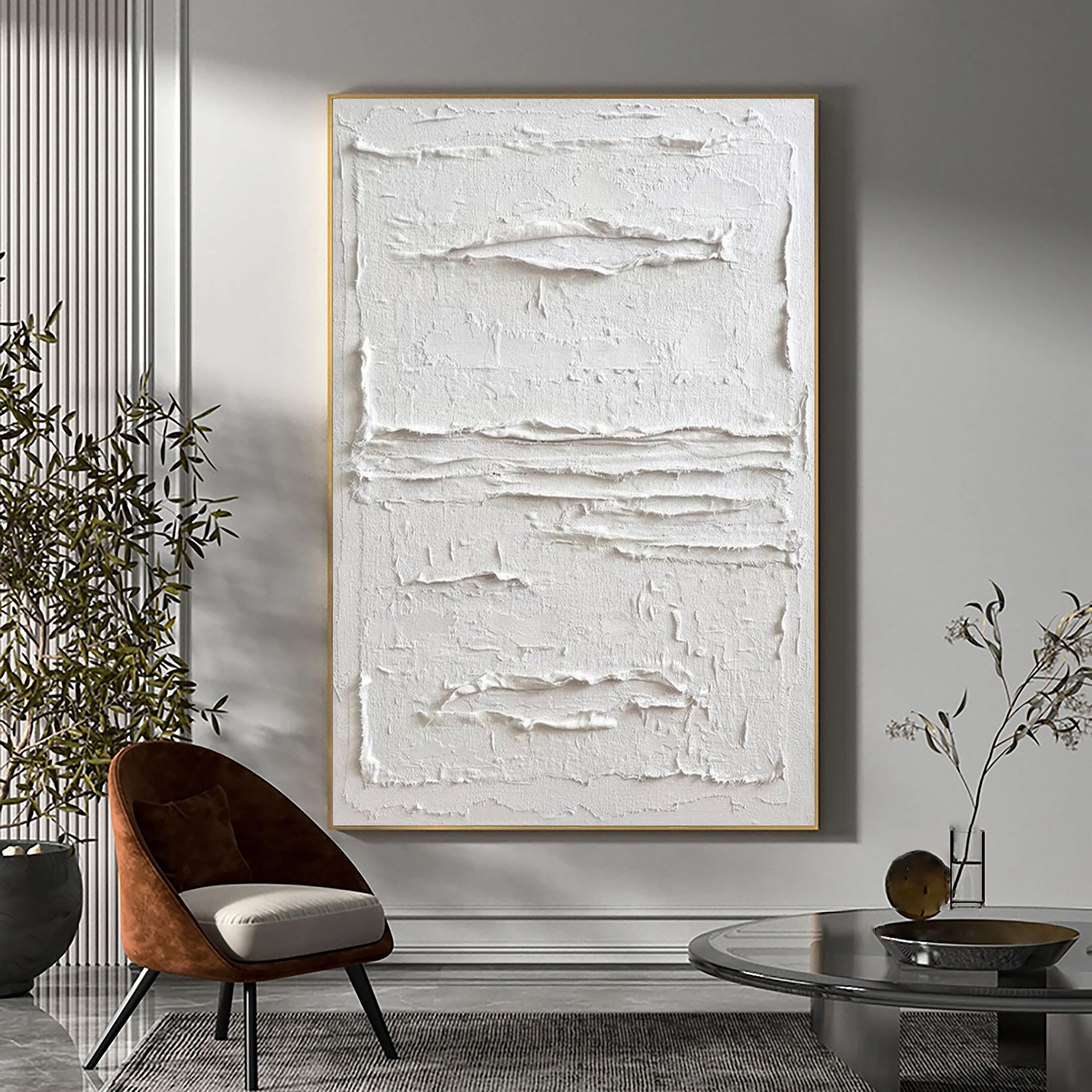 White Minimalist Abstract Painting #AVG 00107