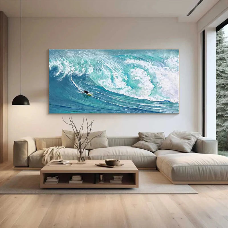 Surfing Serenity – Ocean Wave Canvas Art Painting#AB0519043