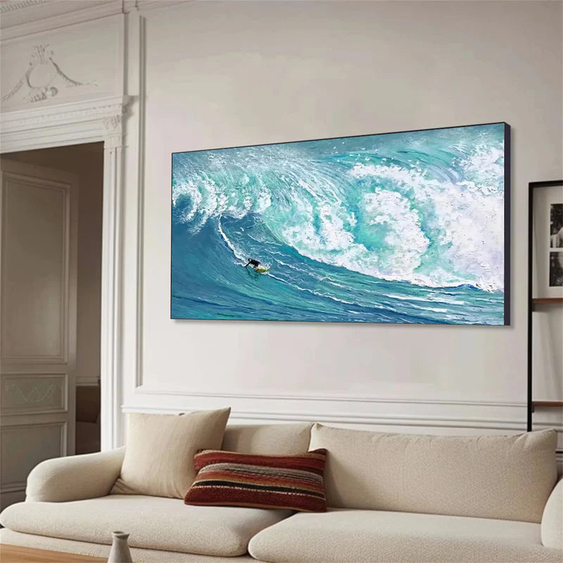 Surfing Serenity – Ocean Wave Canvas Art Painting#AB0519043