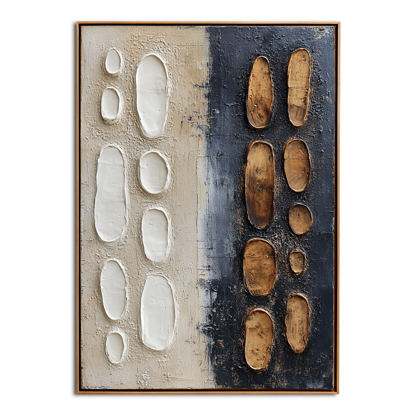 Golden Echo - Black Beige Textured Abstract Wall Art#wp260026